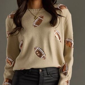 New! Football sequin sweater. Neutral colors. Panache